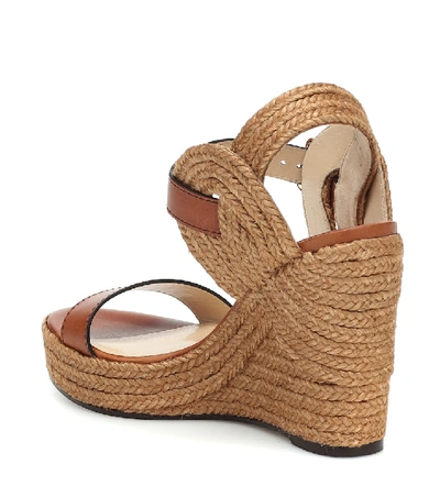 Shop Jimmy Choo Delphi 100 Wedge Espadrille Sandals In Brown