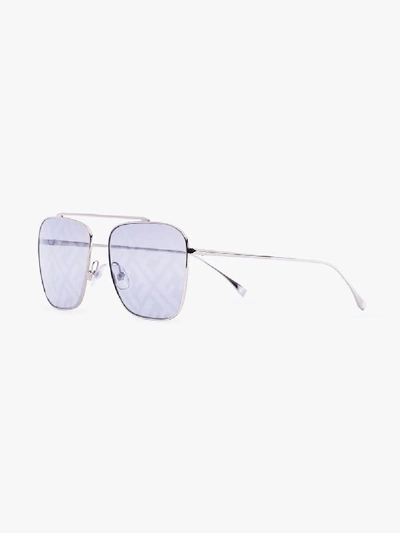 Shop Fendi Silver Tone Ff Motif Sunglasses In Metallic