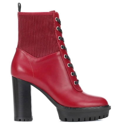 Shop Gianvito Rossi Martis 100 Leather Ankle Boots In Red