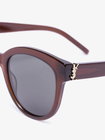 Shop Saint Laurent Brown M29 Rounded Frame Sunglasses