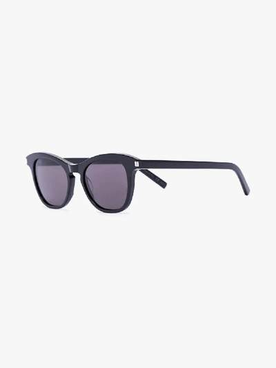 Shop Saint Laurent Black 356 Butterfly Sunglasses