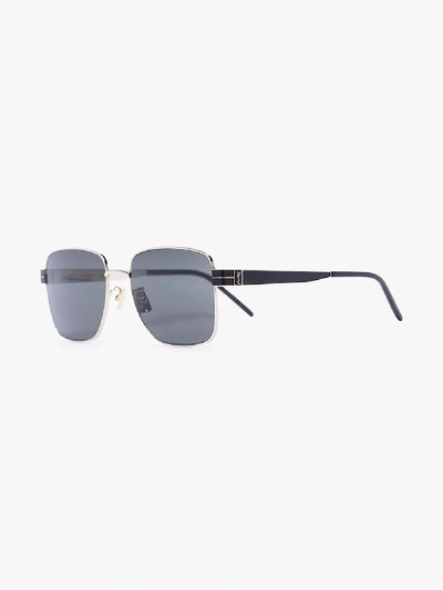 Shop Saint Laurent Black M55 Square Frame Sunglasses