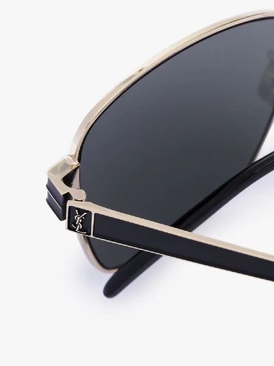 Shop Saint Laurent Black M55 Square Frame Sunglasses