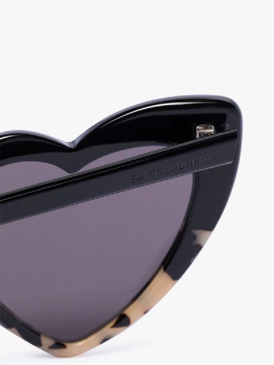 Shop Saint Laurent Black New Wave 181 Loulou Heart Sunglasses
