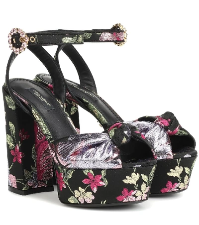 Shop Dolce & Gabbana Brocade Platform Sandals In Multicoloured