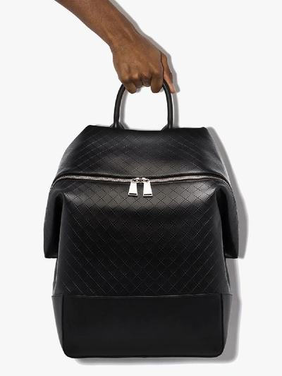Shop Bottega Veneta Black Intrecciato Leather Backpack