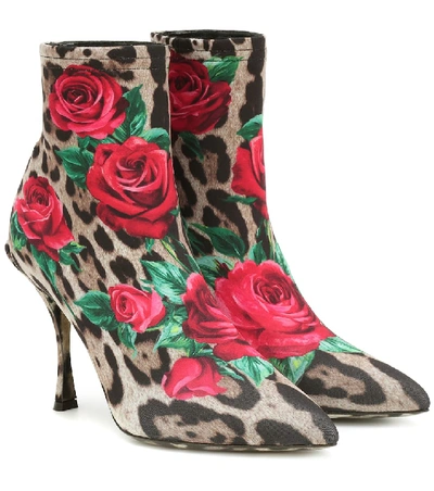 Shop Dolce & Gabbana Lori Printed Ankle Boots In Brown