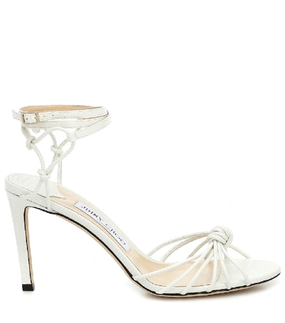 Shop Jimmy Choo Lovella 85 Leather Sandals In White