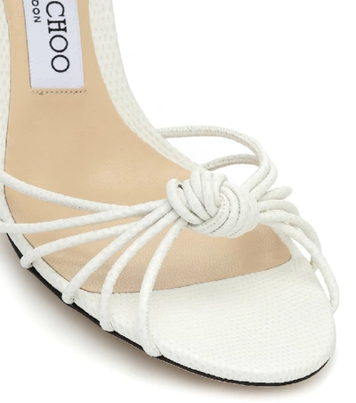 Shop Jimmy Choo Lovella 85 Leather Sandals In White