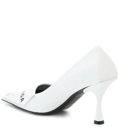 Shop Balenciaga Knife Fringed Leather Pumps In White