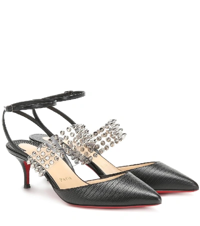 Shop Christian Louboutin Levita 55 Leather Slingback Pumps In Black