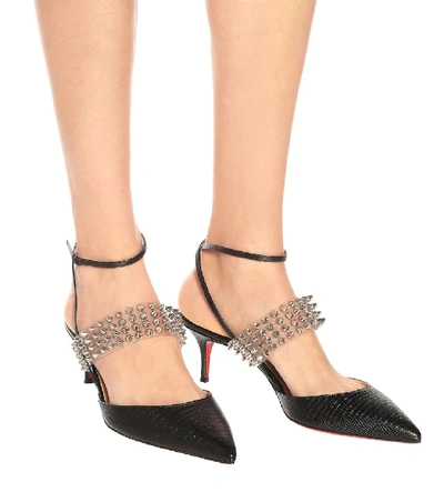 Shop Christian Louboutin Levita 55 Leather Slingback Pumps In Black