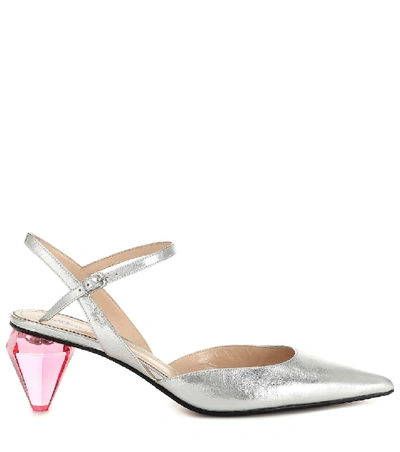 Shop Marc Jacobs The Slingback Leather Pumps In Metallic