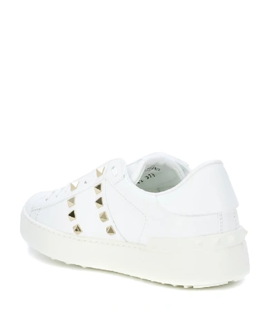 Shop Valentino Garavani Rockstud Untitled Leather Sneakers In White