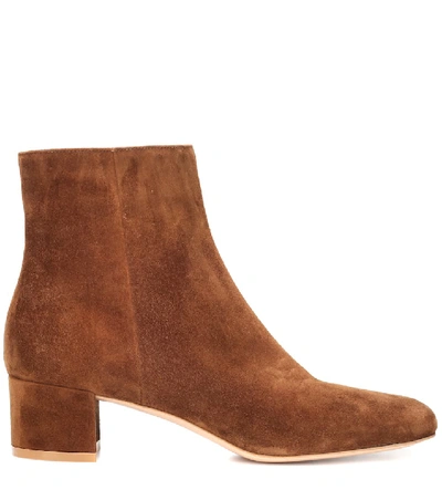 Shop Gianvito Rossi Trish Suede Ankle Boots In Brown