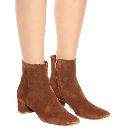 Shop Gianvito Rossi Trish Suede Ankle Boots In Brown