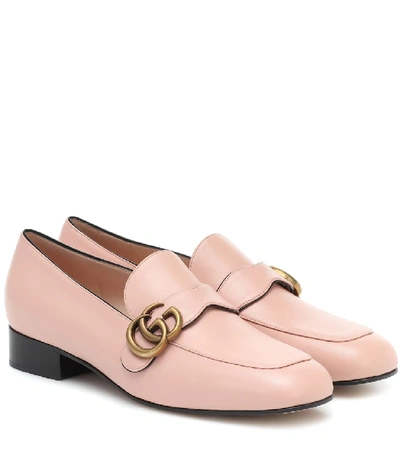 Shop Gucci Gg Marmont Leather Loafers In Pink