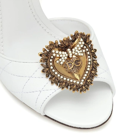 Shop Dolce & Gabbana Devotion Matelassé Leather Sandals In White