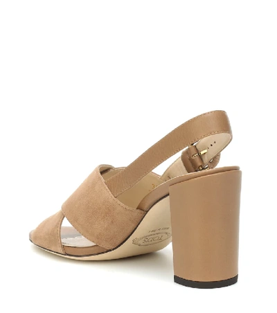 Shop Tod's Suede Sandals In Brown
