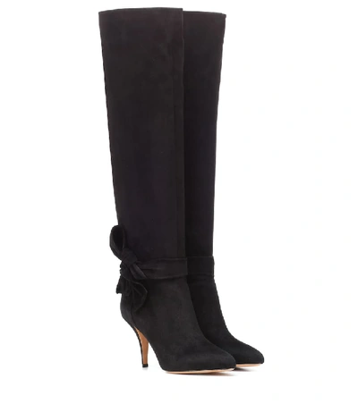 Shop Valentino Suede Boots In Black