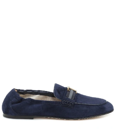 Shop Tod's Timeless Suede Loafers In Blue