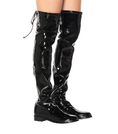 Shop Stuart Weitzman Lowland Vinyl Over-the-knee Boots In Black