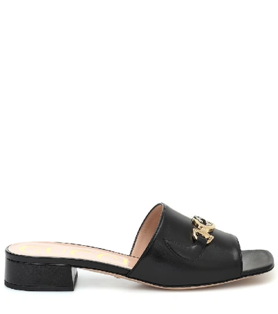 Shop Gucci Zumi Leather Sandals In Black