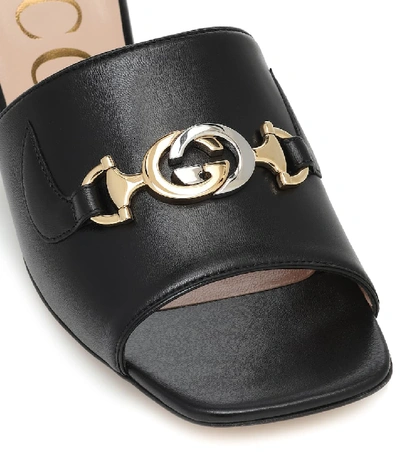 Shop Gucci Zumi Leather Sandals In Black