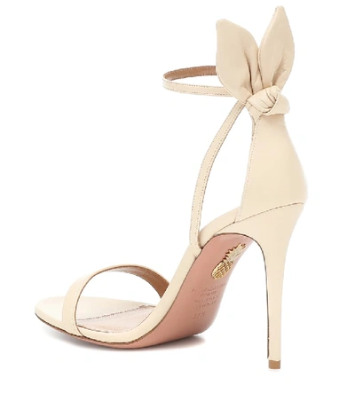 Shop Aquazzura Bow Tie Leather Sandals In Beige