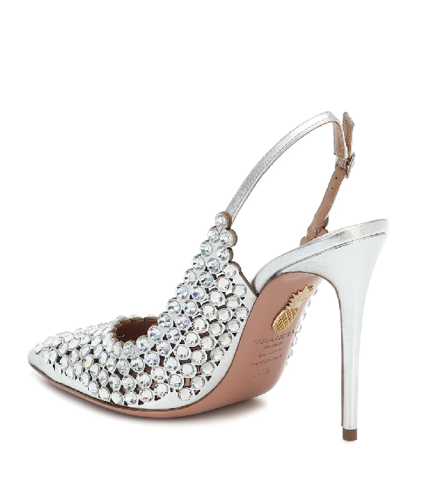 aquazzura tequila crystal slingback pumps