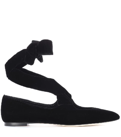 Shop The Row Elodie Velvet Ballerinas In Black