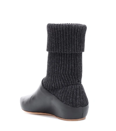 Shop Gabriela Hearst Rocia Knit And Leather Ankle Boots In Black