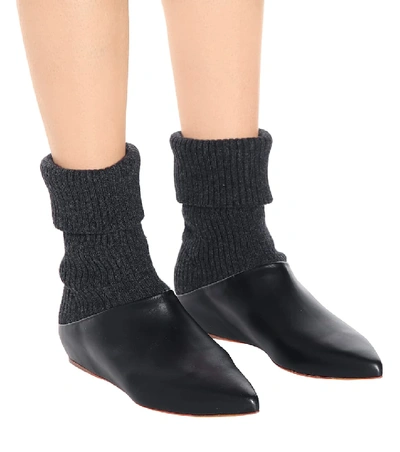 Shop Gabriela Hearst Rocia Knit And Leather Ankle Boots In Black