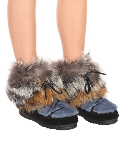 Shop Yves Salomon X Moon Boot® Mink Fur Ankle Boots In Multicoloured