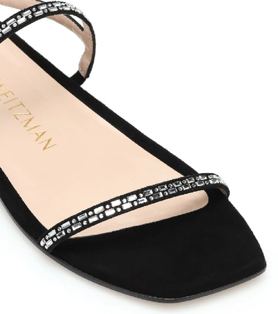 Shop Stuart Weitzman Samarra Embellished Suede Sandals In Black