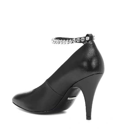 Shop Gucci Crystal-embellished Leather Pumps In Black