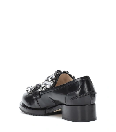 Shop N°21 Crystal-embellished Leather Loafers In Black