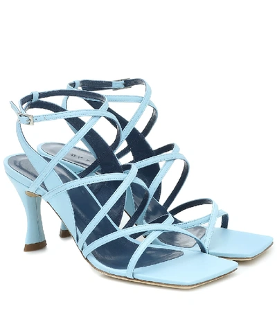 Shop By Far Christina Leather Sandals In Blue