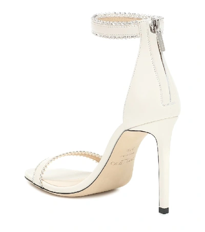 Shop Jimmy Choo Dochas 100 Embellished Leather Sandals In White