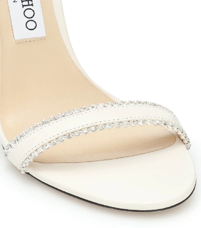 Shop Jimmy Choo Dochas 100 Embellished Leather Sandals In White