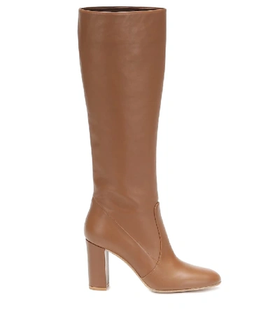 Shop Gianvito Rossi Glen 85 Knee-high Leather Boots In Brown
