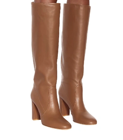 Shop Gianvito Rossi Glen 85 Knee-high Leather Boots In Brown