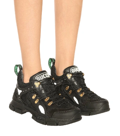 Shop Gucci Flashtrek Embellished Sneakers In Black