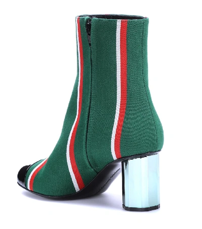 Shop Marco De Vincenzo Striped Ankle Boots In Green