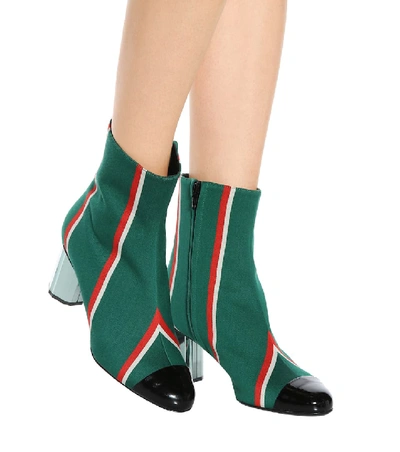 Shop Marco De Vincenzo Striped Ankle Boots In Green