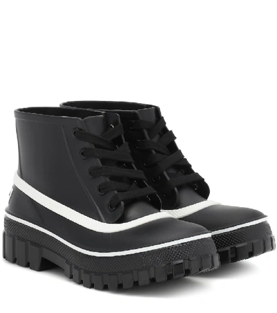 Shop Givenchy Glaston Lace-up Rubber Rain Boots In Black