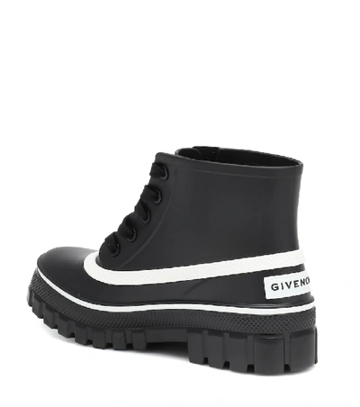 Shop Givenchy Glaston Lace-up Rubber Rain Boots In Black