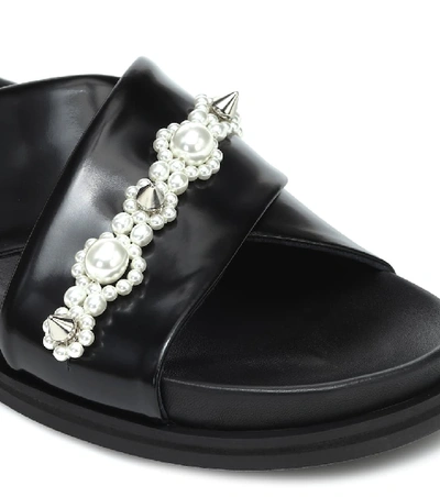 Shop Simone Rocha Embellished Leather Sandals In Black