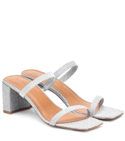 Shop By Far Tanya Embellished Leather Sandals In Silver