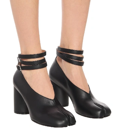 Shop Maison Margiela Tabi Leather Pumps In Black